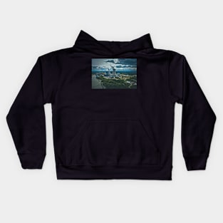 Power station under moody cloudy sky Kids Hoodie